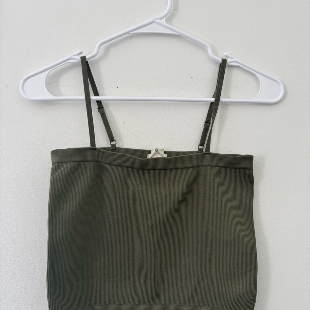 Zara Khaki Ribbed Tank Top
